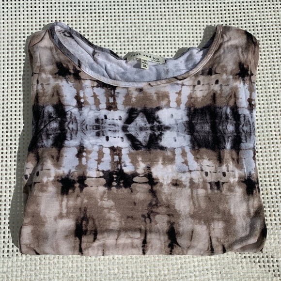 Faith and Joy Tops - faith and joy Black, Brown & White Tie Dye Tee